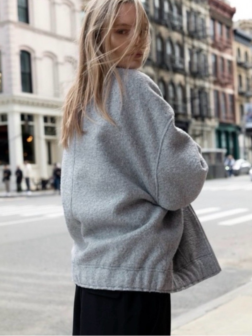 Zara Pale Blue oversized Teddy Zip bomber Jacket small - Picture 7 of 9